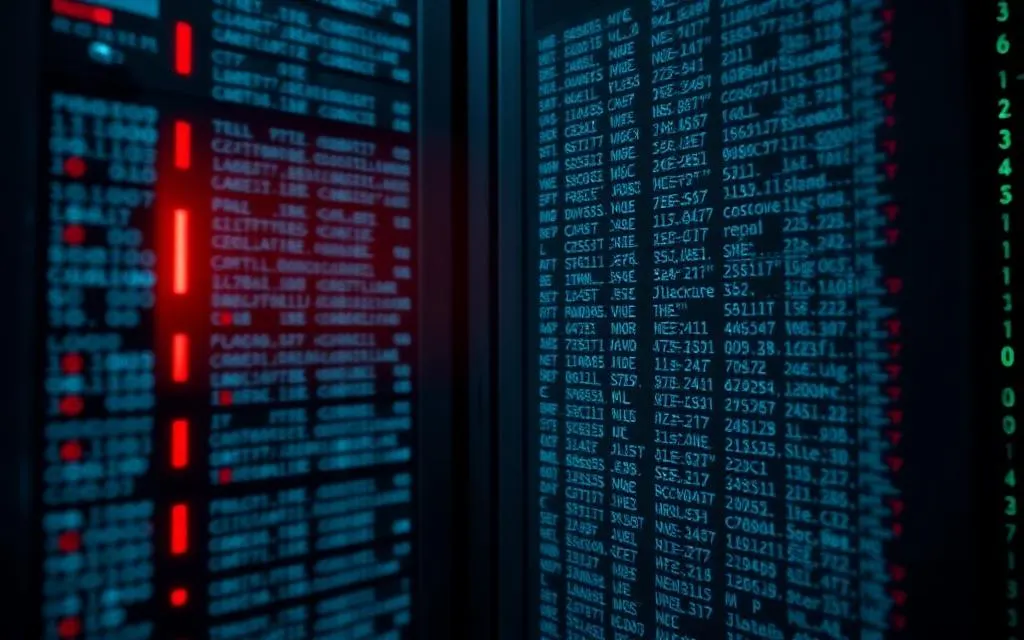 Encrypted customer records displayed across secured database infrastructure